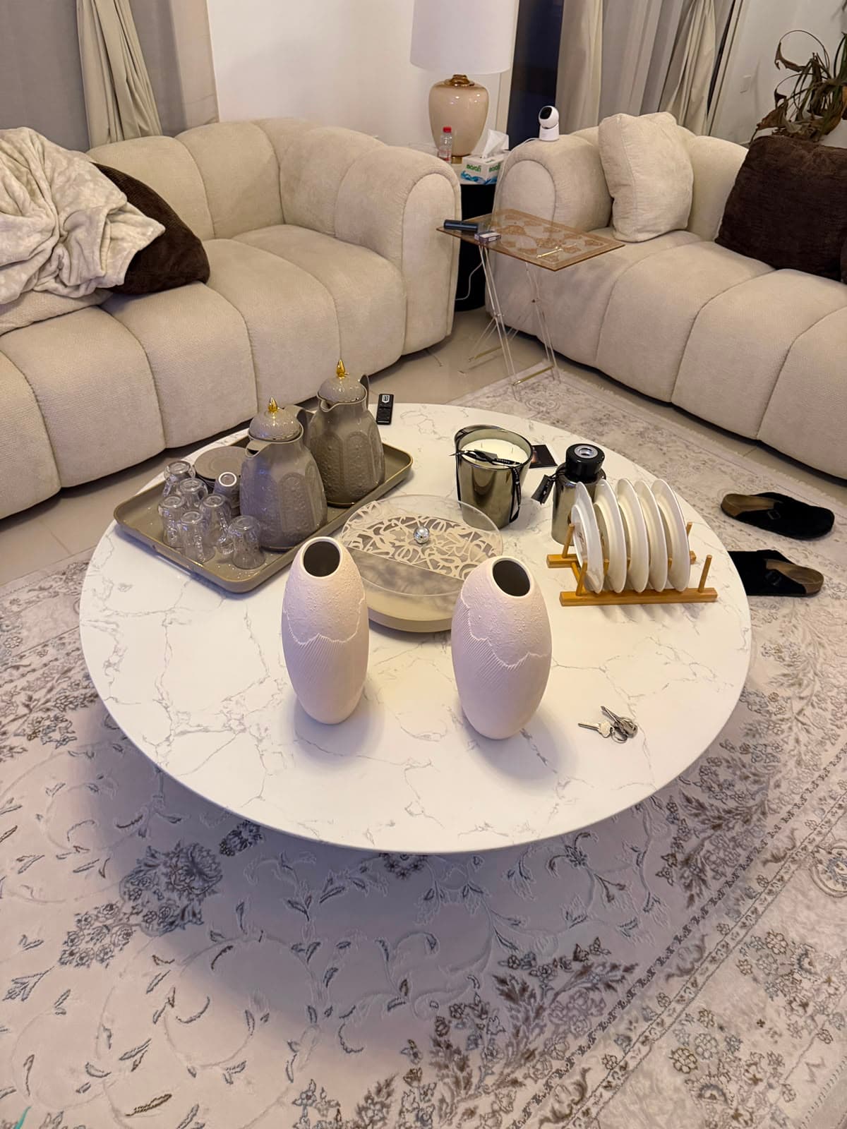 A styled Khashab Almadina living room piece